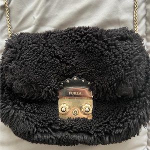 Furla Black Metropolis Faux-Fur Crossbody Bag